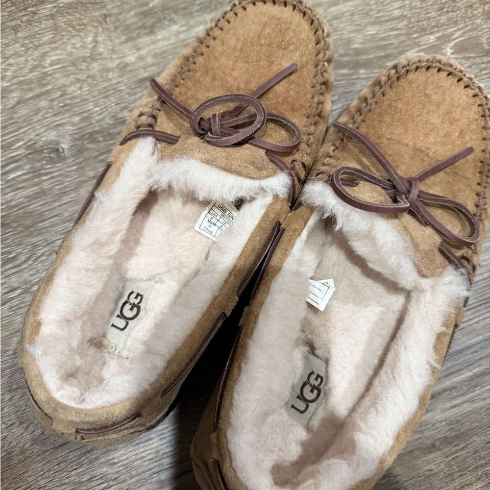 UGG Chestnut Moccasin Slippers with Bow